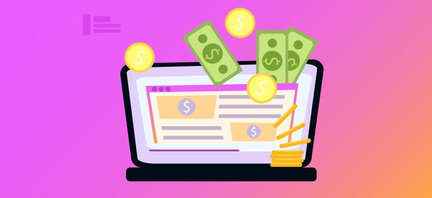 decorative image with laptop and money
