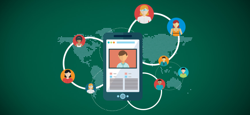 illustration of global social media connections and user segmentation