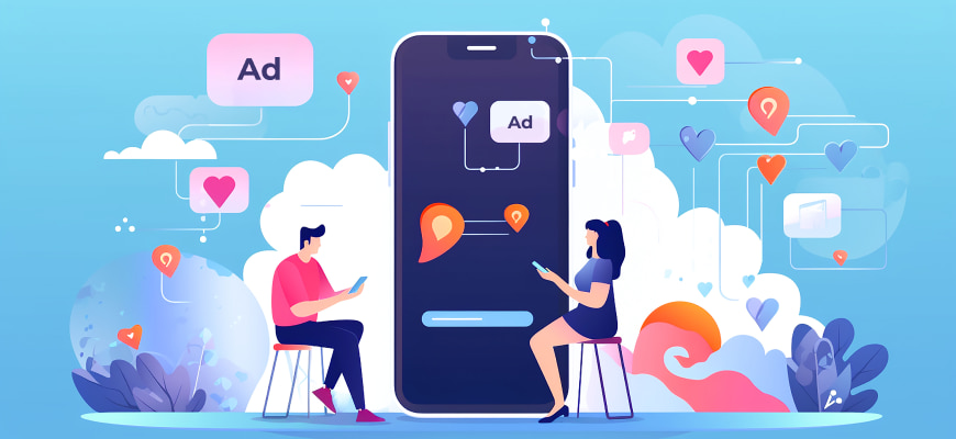 Illustration of people using phones with dating apps