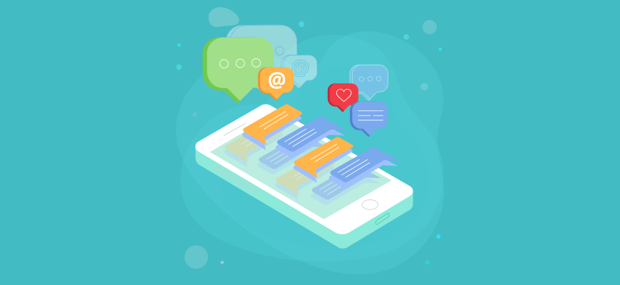 Illustration of a mobile phone with push notifications
