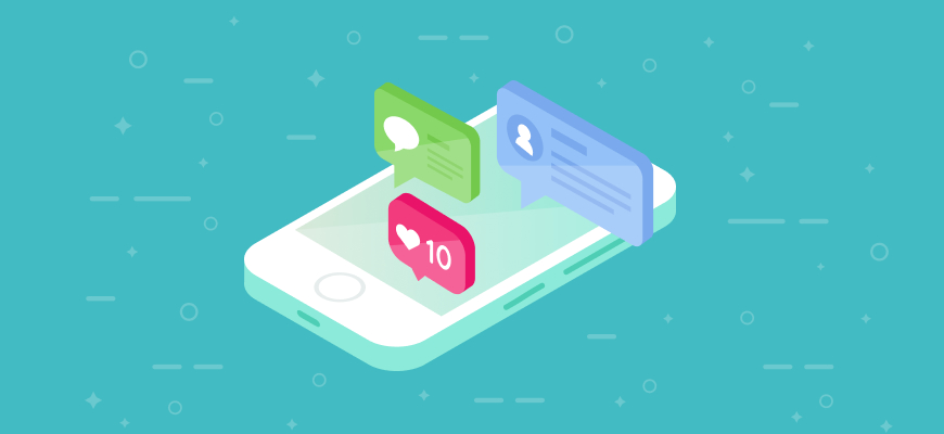 Illustration of a mobile phone with push notifications