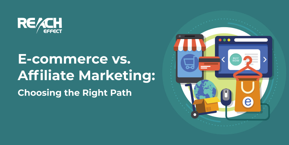 Illustrative banner comparing e-commerce and affiliate marketing