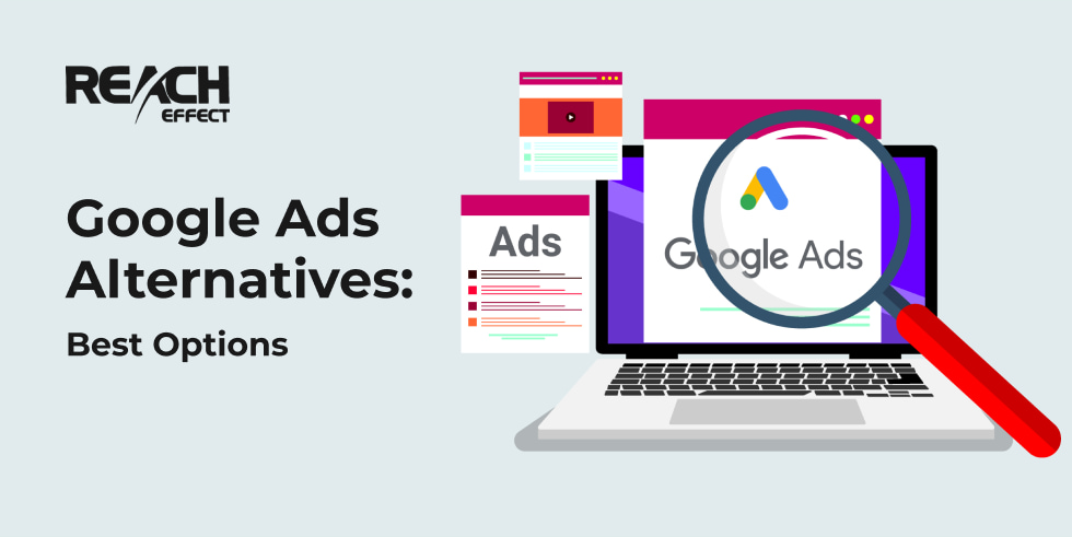 Illustration of searching for Google Ads alternatives