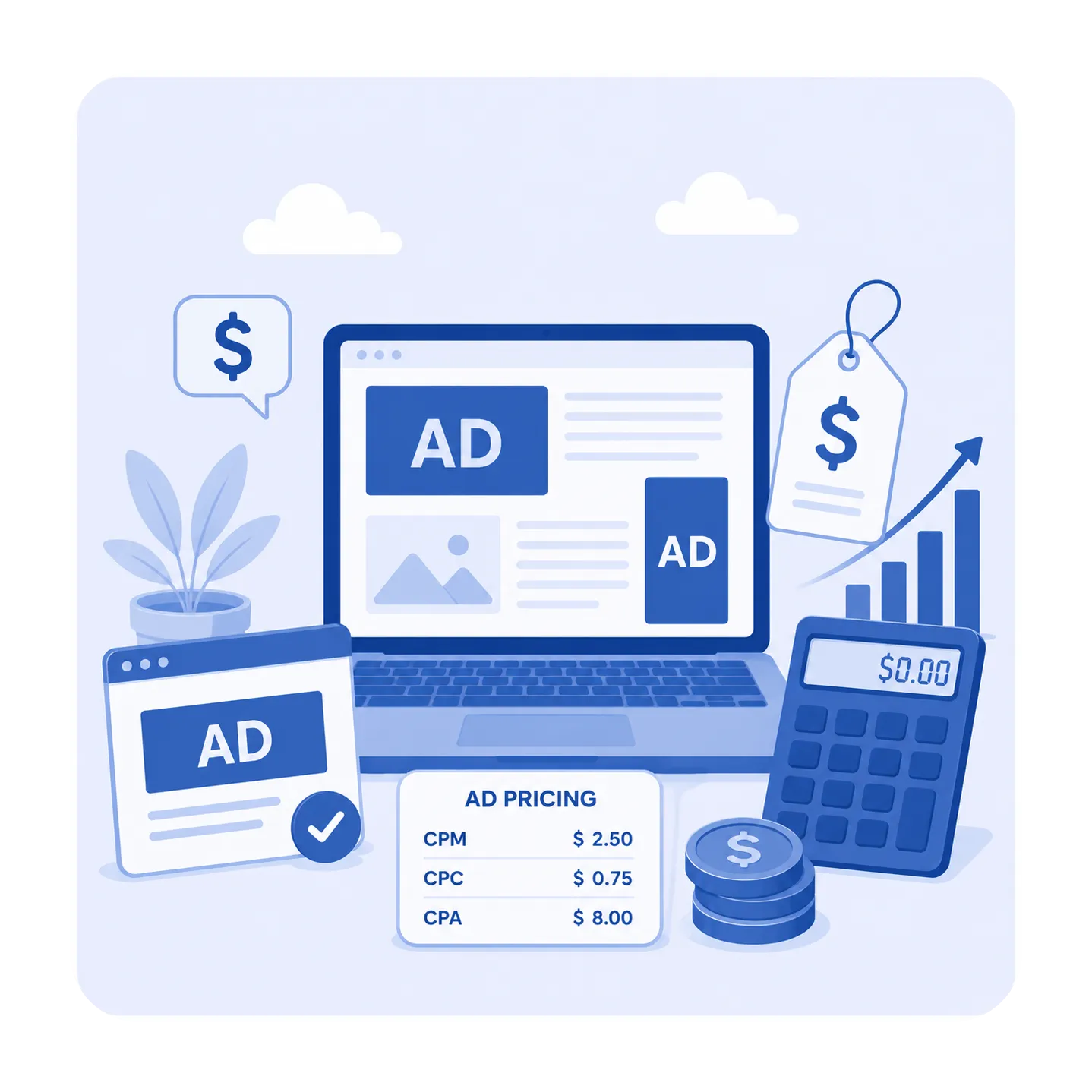 Advertising pric on website